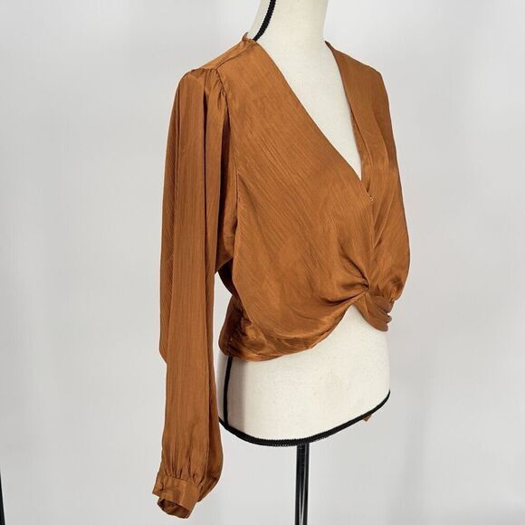 DO+BE Top S Blouson V Neck Popover Long Sleeve Party Cocktail Sexy Holiday Small - Picture 8 of 11